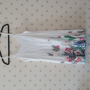 Old Navy Large White Floral Fit & Flare Cami Dress